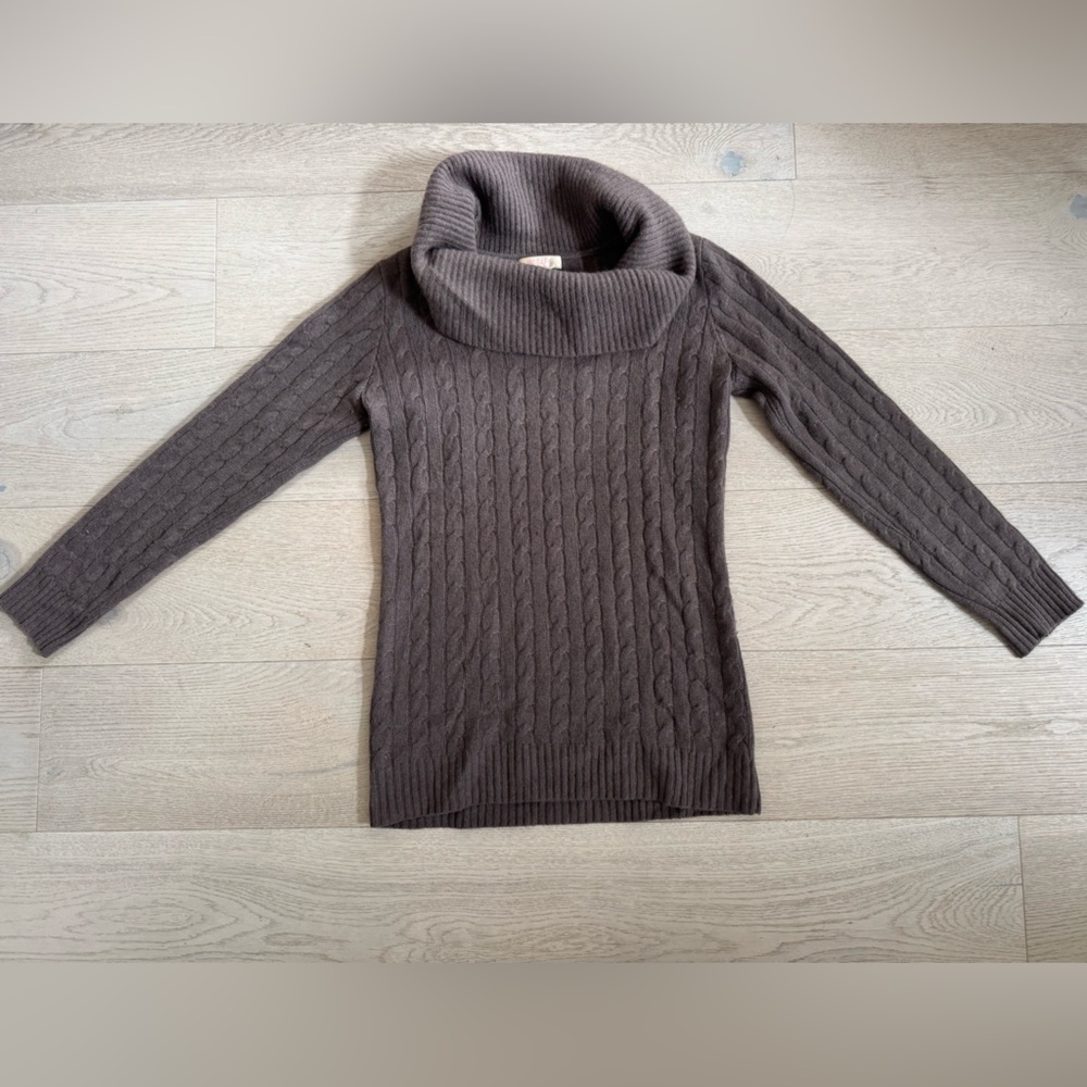Elegant Cable Knit Cowl Neck Sweater